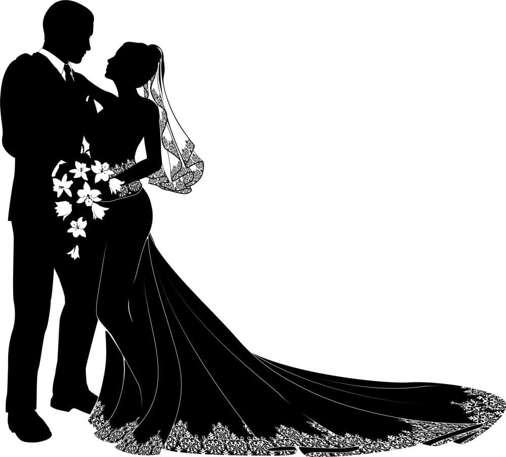 Elegant Bride and Groom Silhouette Vector for Laser Cutting