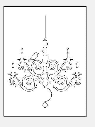 Elegant Chandelier with Bird Vector Design for Laser Cutting DXF