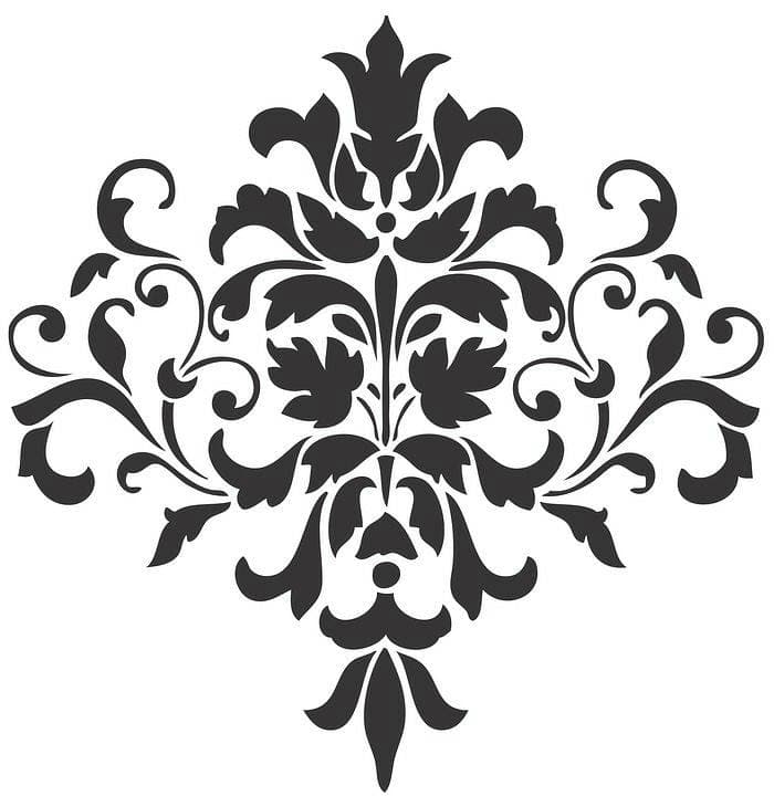 Elegant Damask Floral Motif Vector for Laser Cutting DXF