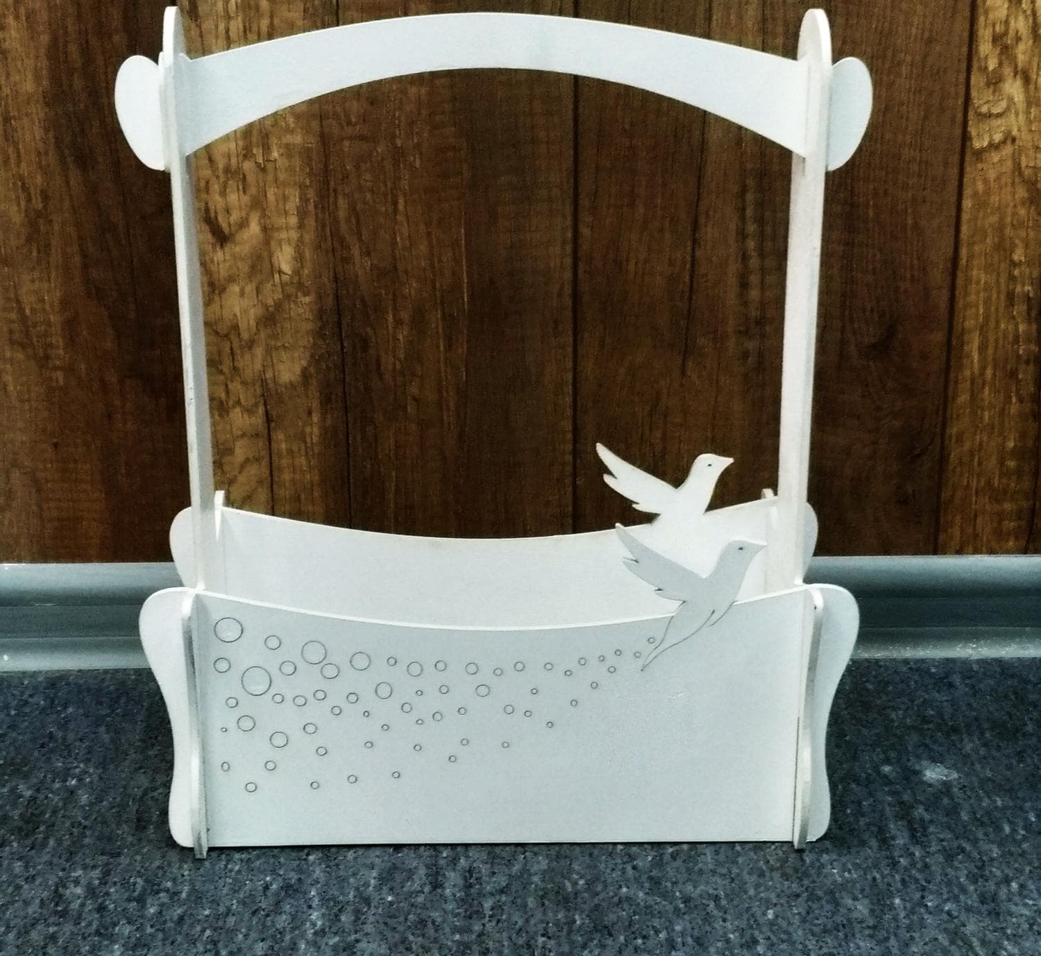 Elegant Decorative Basket with Doves Laser Cut Vector File