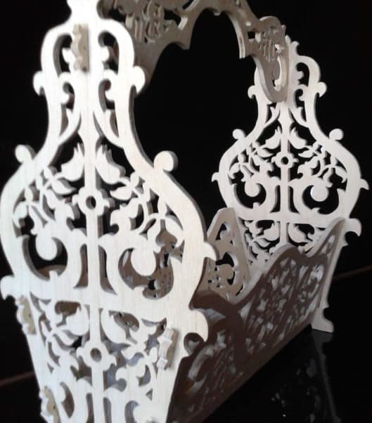 Elegant Decorative Basket with Handle Laser Cut Vector File