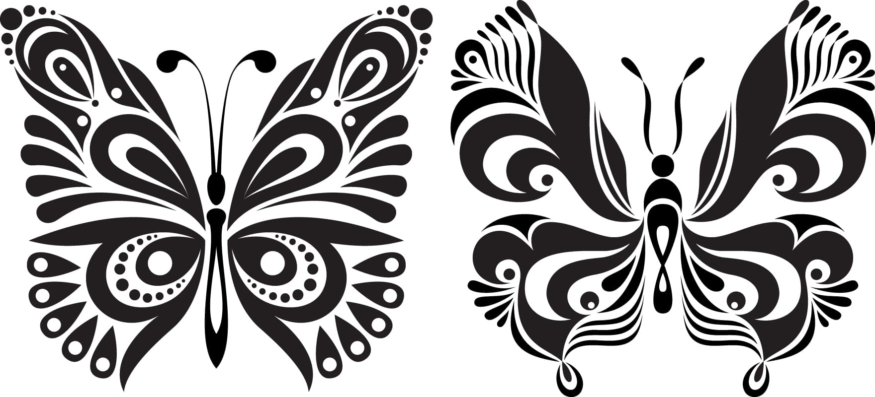 Elegant Decorative Butterfly Silhouettes Vector for Laser Cutting