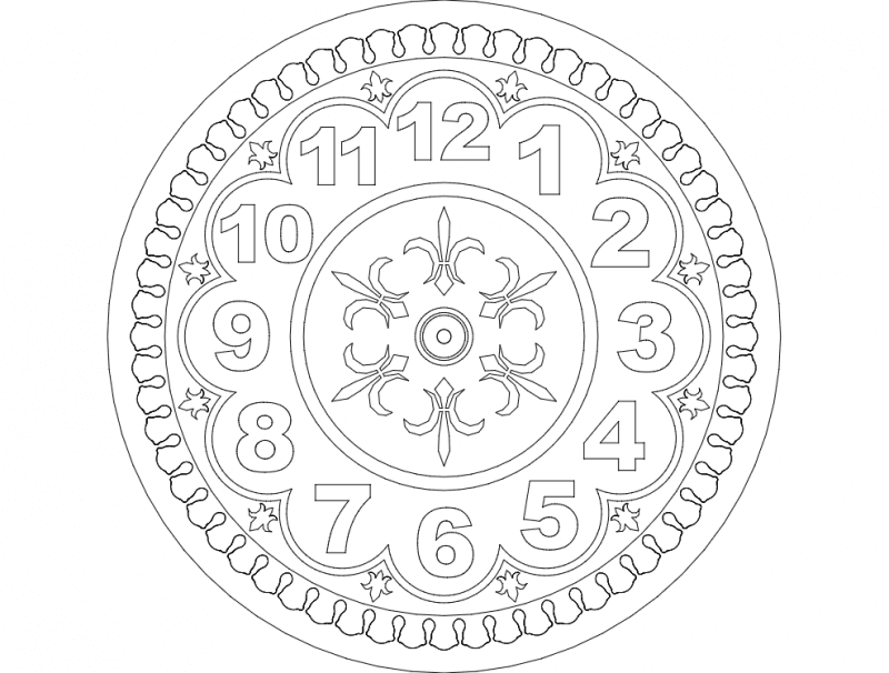Elegant Decorative Clock Face Vector File for Laser Cutting