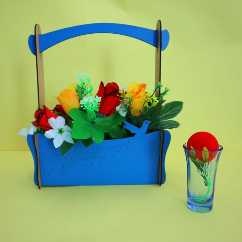 Elegant Decorative Flower Basket with Handle DXF Vector File