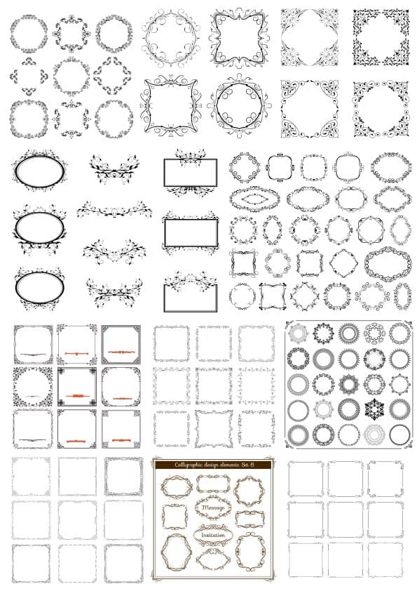 Elegant Decorative Frames Vector Set for Laser Cutting