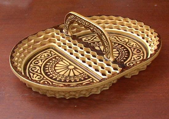 Elegant Decorative Serving Basket with Handle Laser Cut Vector