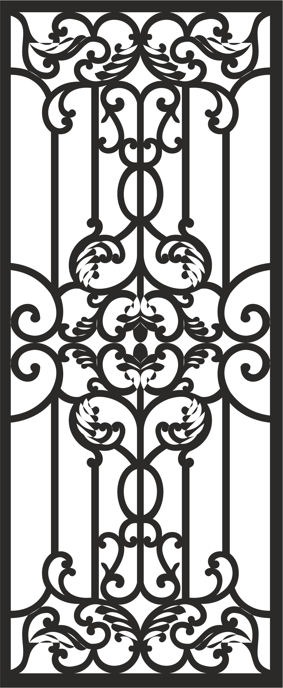 Elegant Decorative Wrought Iron Panel Vector for CNC Laser Cutting