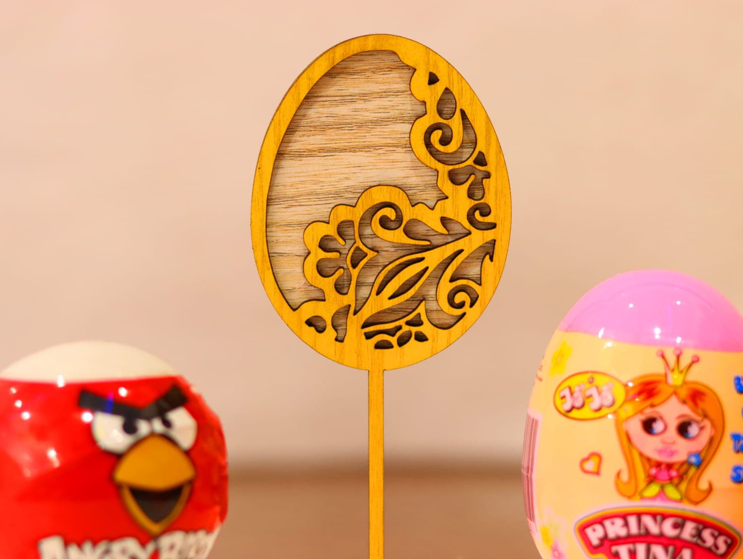 Elegant Filigree Easter Egg Cake Topper Laser Cut Vector