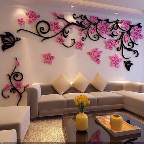 Elegant Floral and Butterfly Wall Decal Vector File