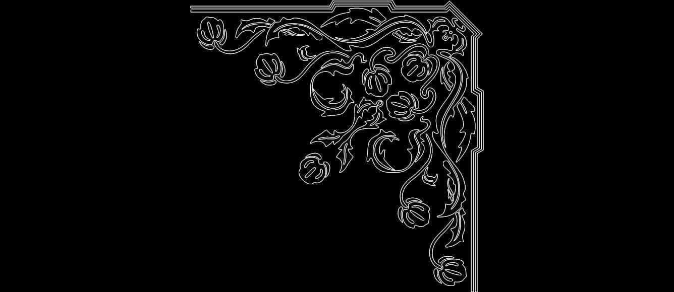 Elegant Floral Corner Ornament DXF Vector for CNC Laser Cutting