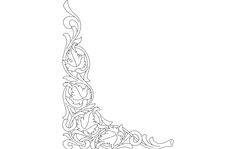 Elegant Floral Corner Scroll Vector Design DXF