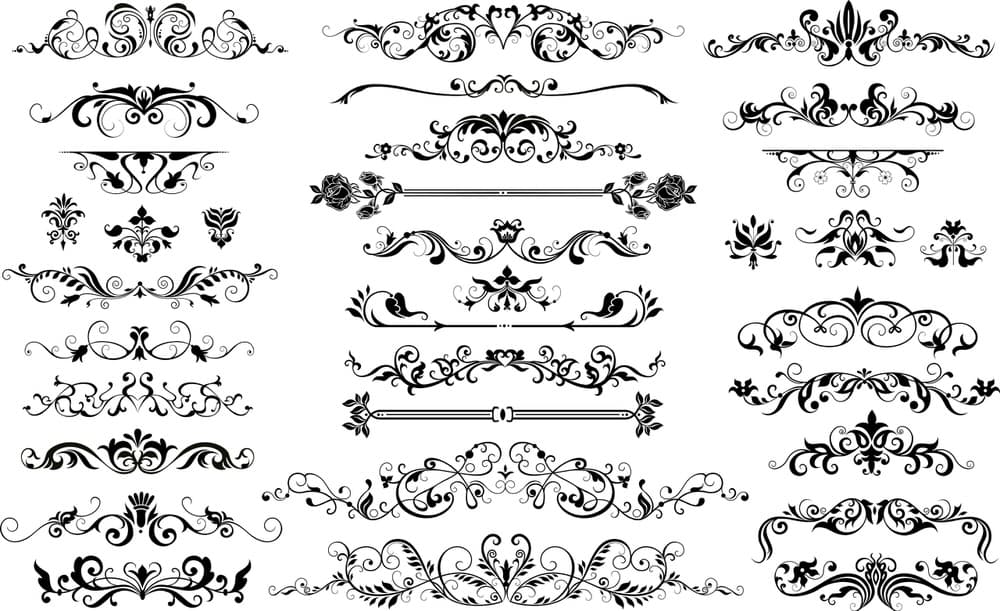 Elegant Floral Flourish Dividers Vector Set for Laser Cutting