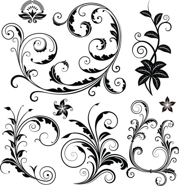 Elegant Floral Flourish Set Free Vector for Laser Cutting
