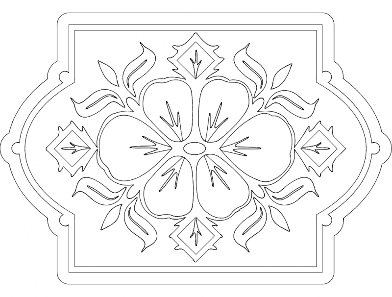 Elegant Floral Frame Ornament Vector DXF File