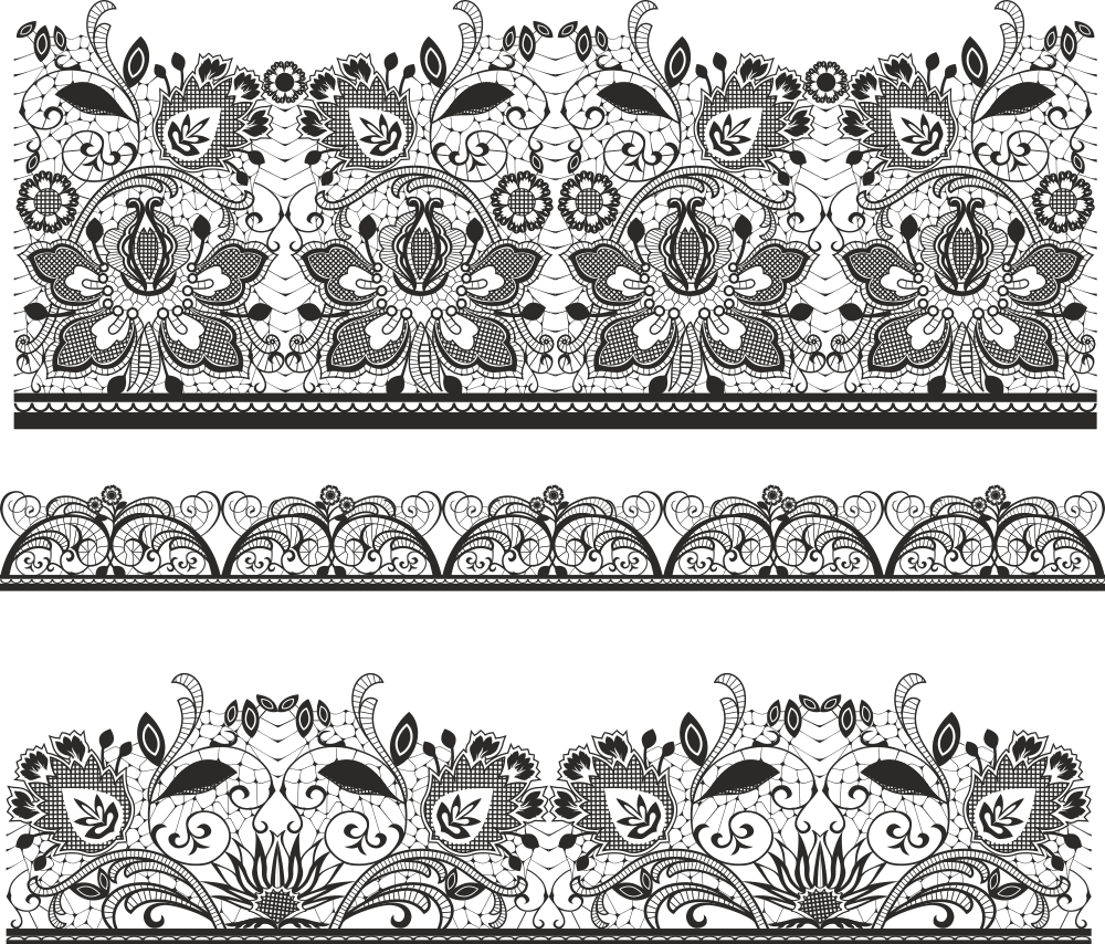 Elegant Floral Lace Border Patterns Vector File