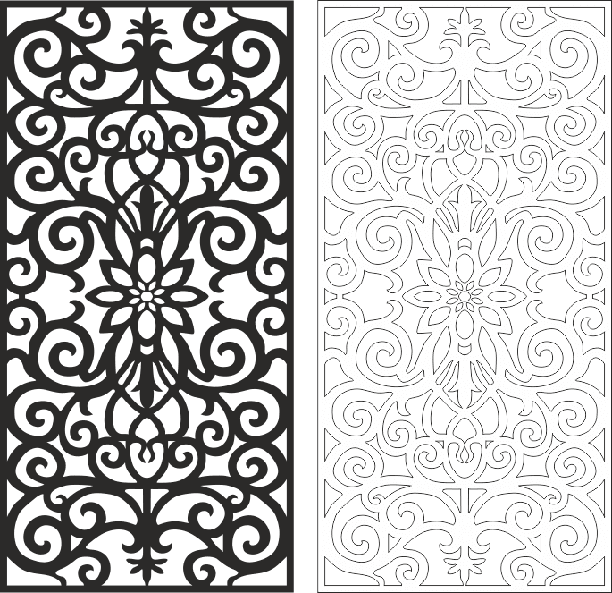 Elegant Floral Lattice Panel Vector File for Laser Cutting