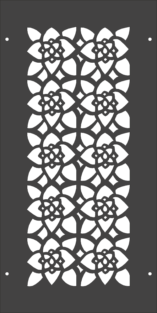 Elegant Floral Lattice Room Divider DXF Vector File