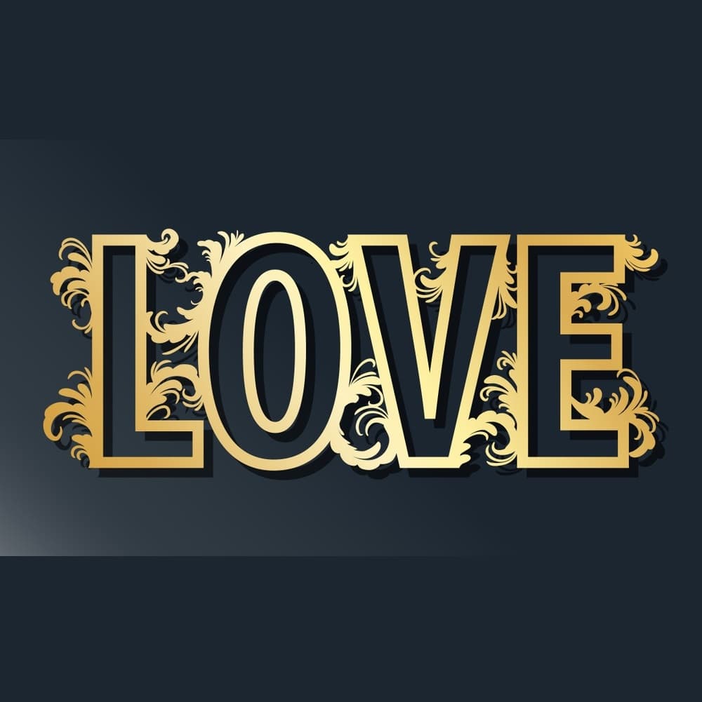 Elegant Floral LOVE Sign Laser Cut Vector File