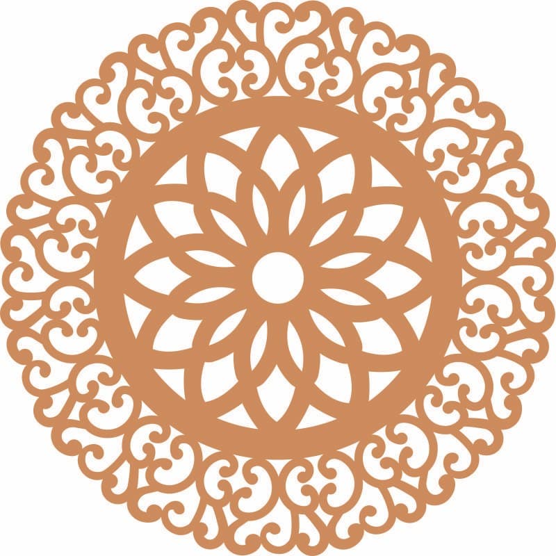 Elegant Floral Mandala Laser Cut File Vector