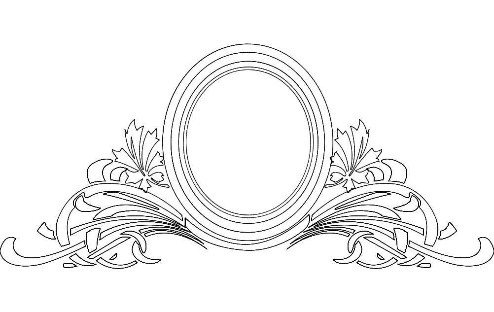 Elegant Floral Oval Mirror Frame Vector Design DXF File