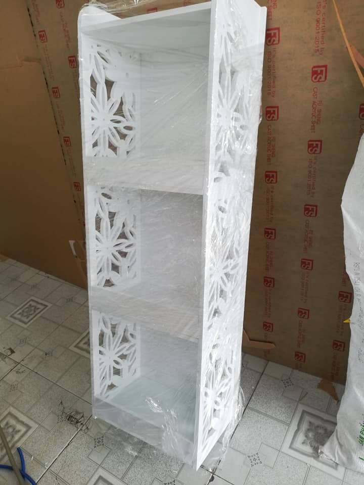 Elegant Floral Pattern 3-Tier Shelf Vector Laser Cut Design