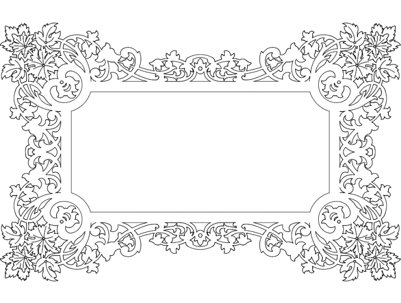 Elegant Floral Rectangular Frame Vector DXF File for Laser Cutting