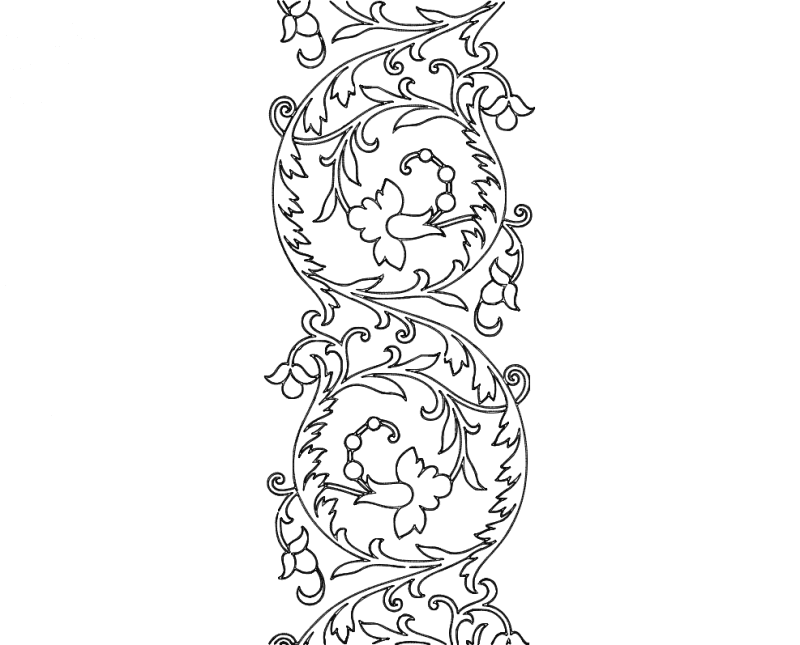 Elegant Floral Scroll Decorative Border Vector DXF File
