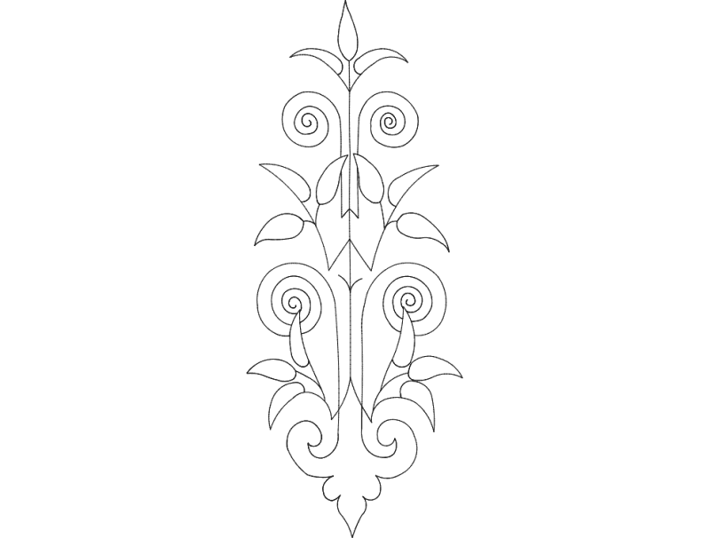 Elegant Floral Scroll Ornament Vector Design (DXF File)