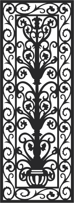 Elegant Floral Scrollwork Panel Vector for Laser Cutting