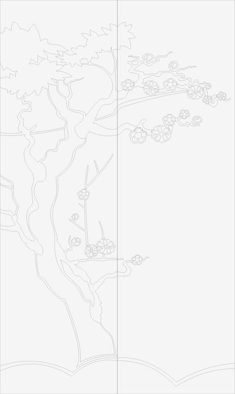 Elegant Flowering Tree Glass Etching Pattern Vector