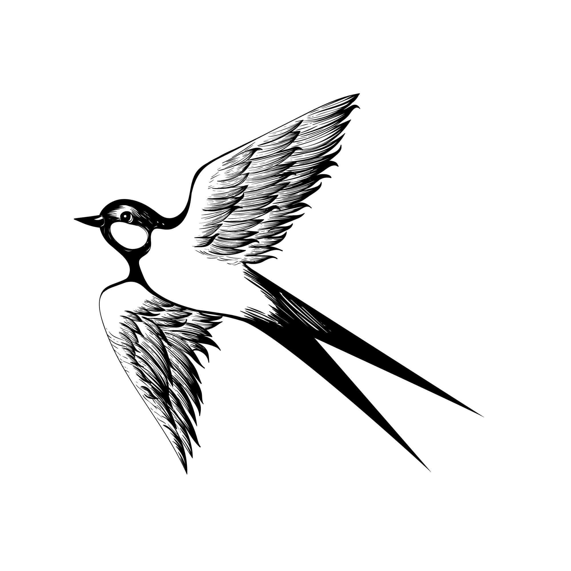 Elegant Flying Swallow Vector File for Laser Cutting