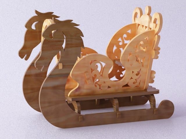 Elegant Horse-Drawn Christmas Sleigh Laser Cut Vector File