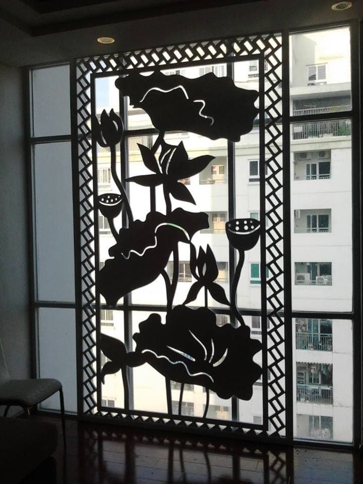 Elegant Lotus Flower Decorative Partition Panel Vector Design