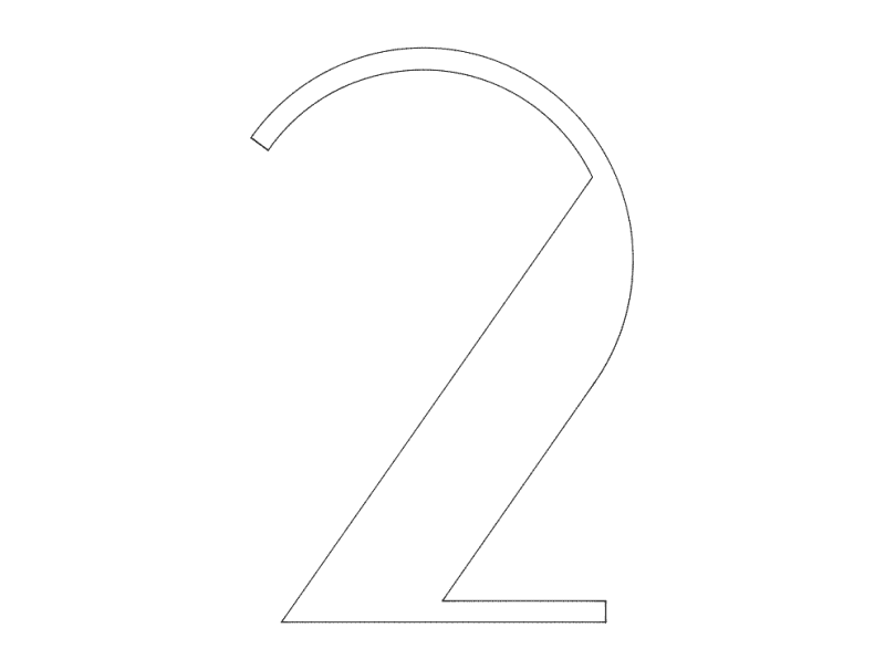 Elegant Number 2 Vector Design for Laser Cutting DXF File