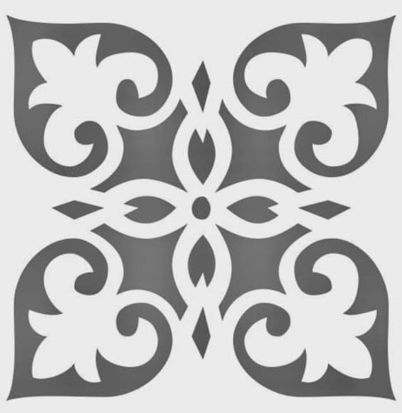Elegant Ornamental Floral Square Tile Vector DXF