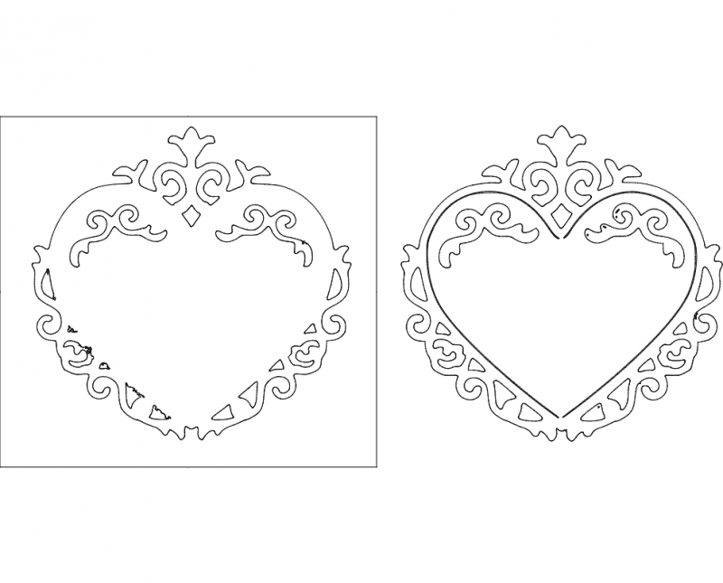 Elegant Ornate Heart Frame Vector Design (DXF)