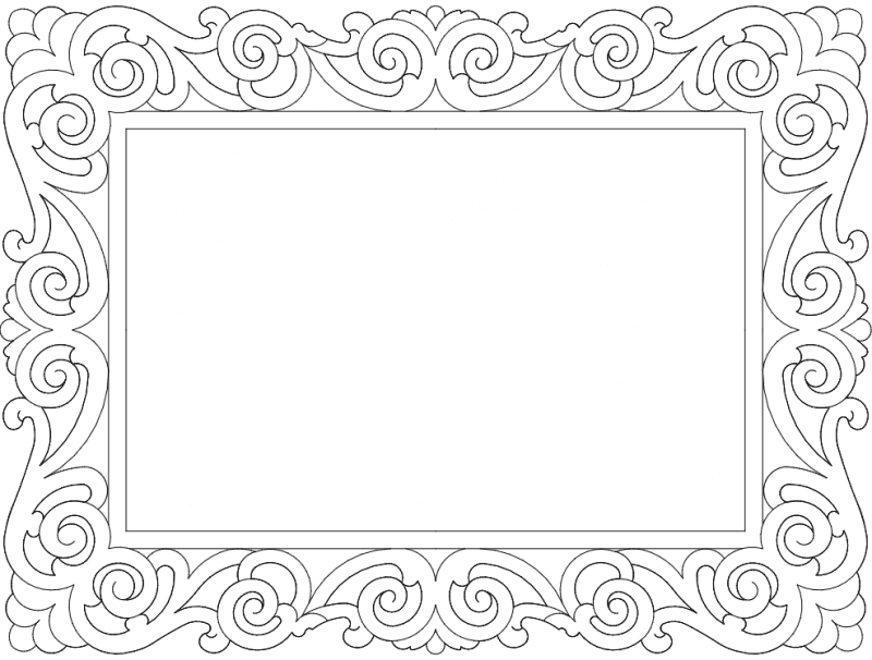Elegant Ornate Rectangular Frame Vector Design DXF File