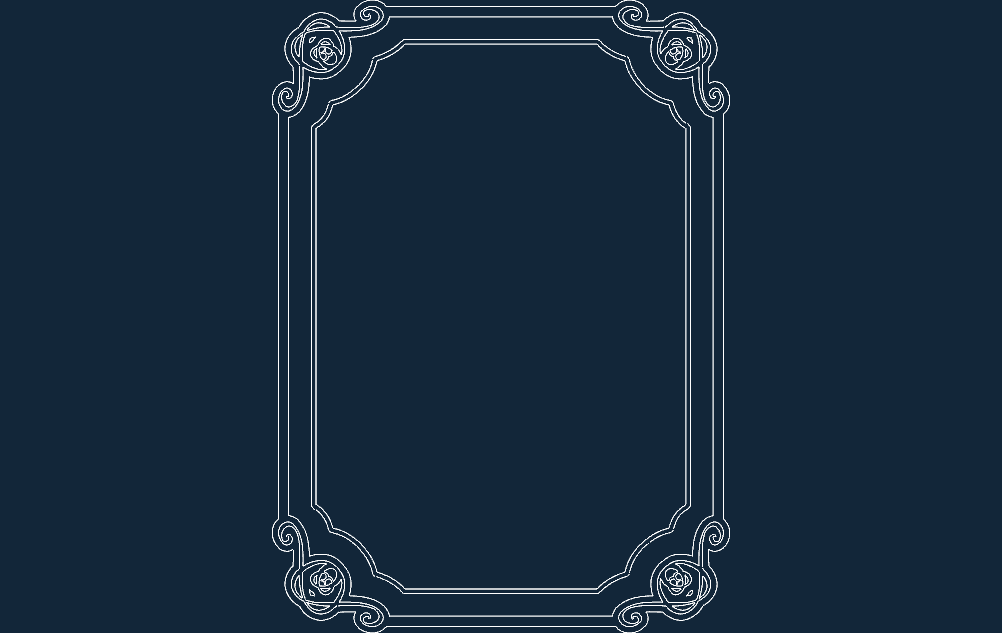 Elegant Ornate Rectangular Frame Vector DXF File for Laser Cutting