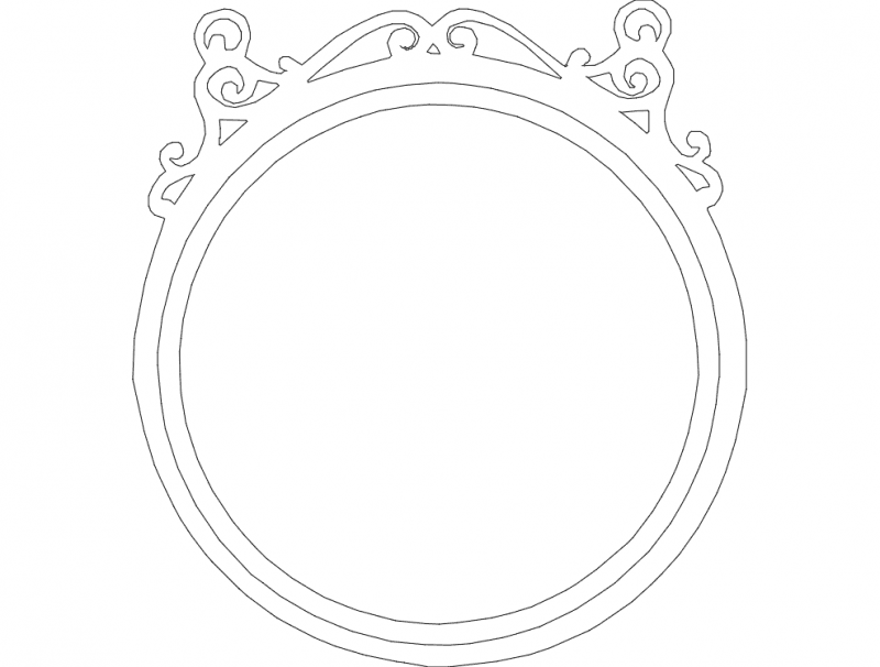 Elegant Ornate Round Mirror Frame Vector DXF File