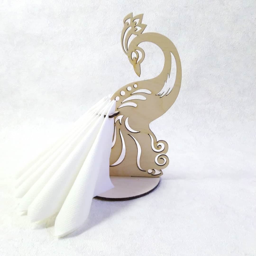 Elegant Peacock Napkin Holder Laser Cut Vector File