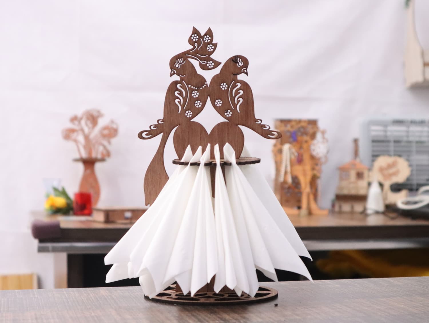 Elegant Peacock Napkin Holder Laser Cut Vector File