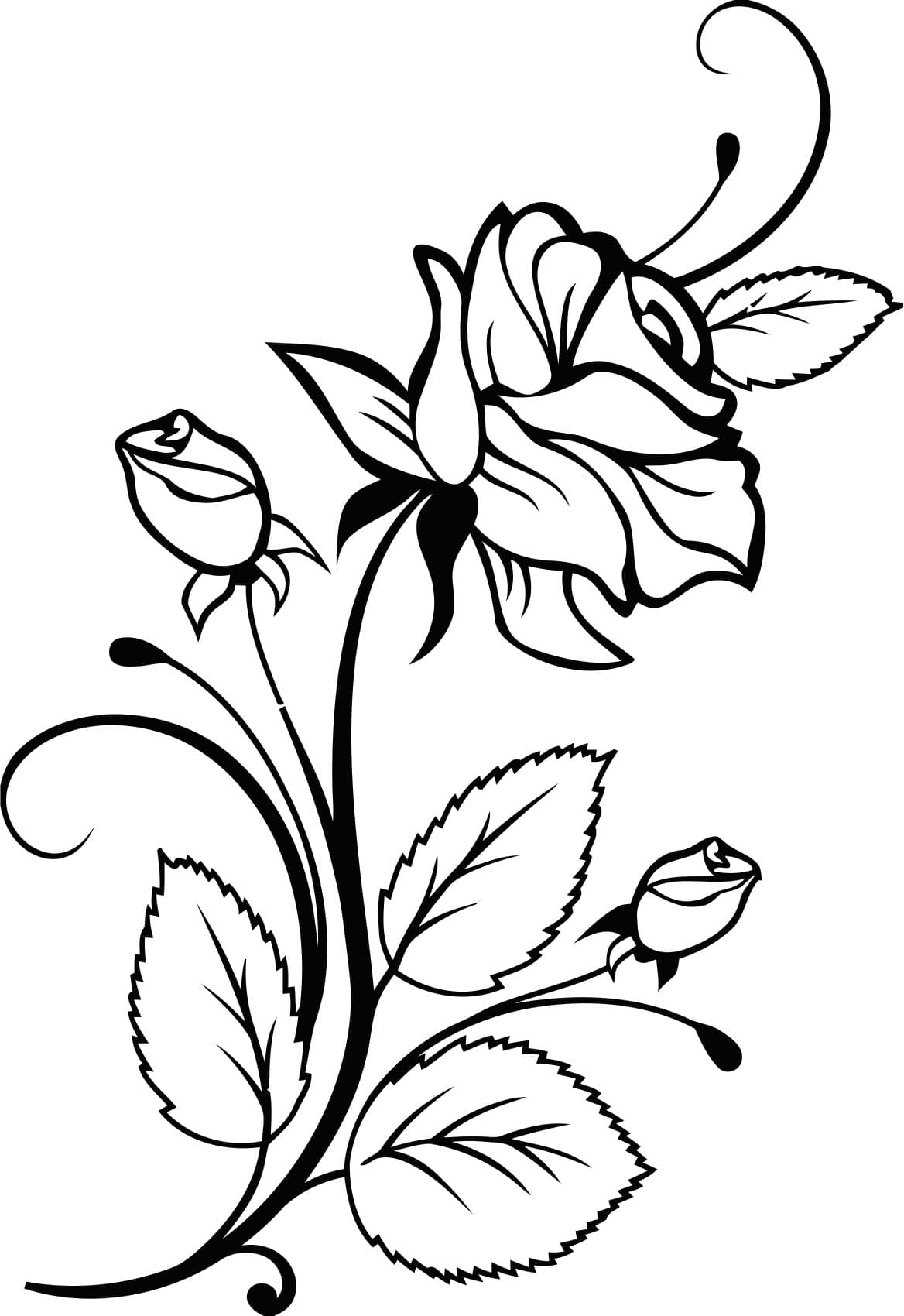 Elegant Rose Floral Design Vector File for Laser Cutting