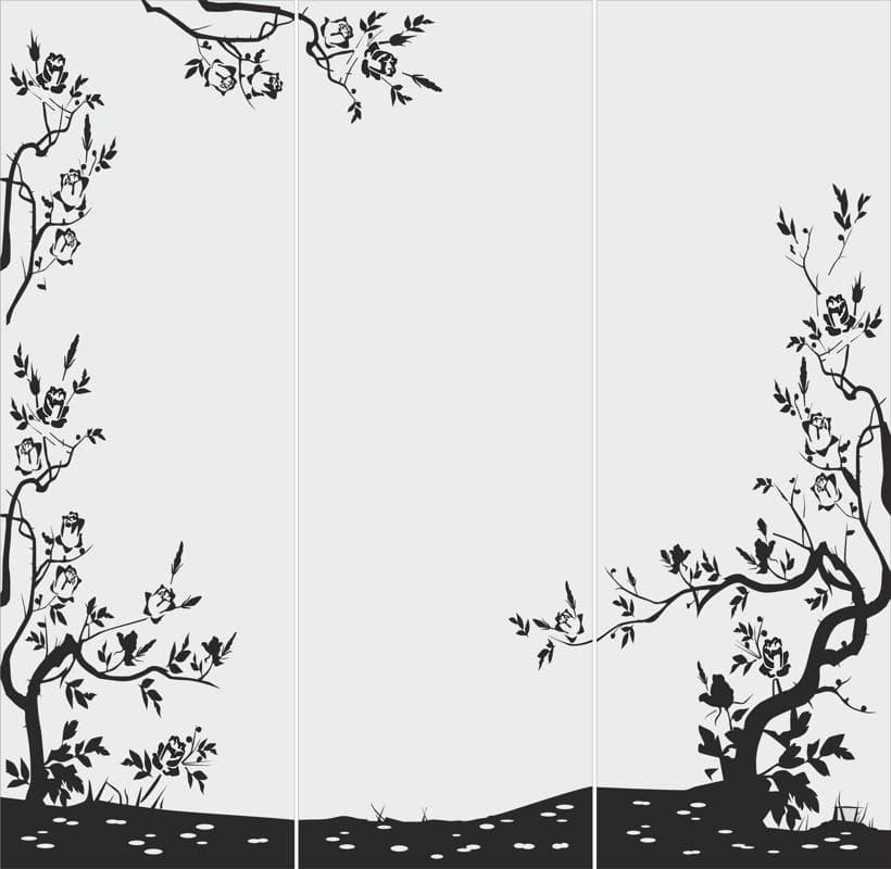 Elegant Rose Floral Room Divider Panel Vector for Laser Cutting