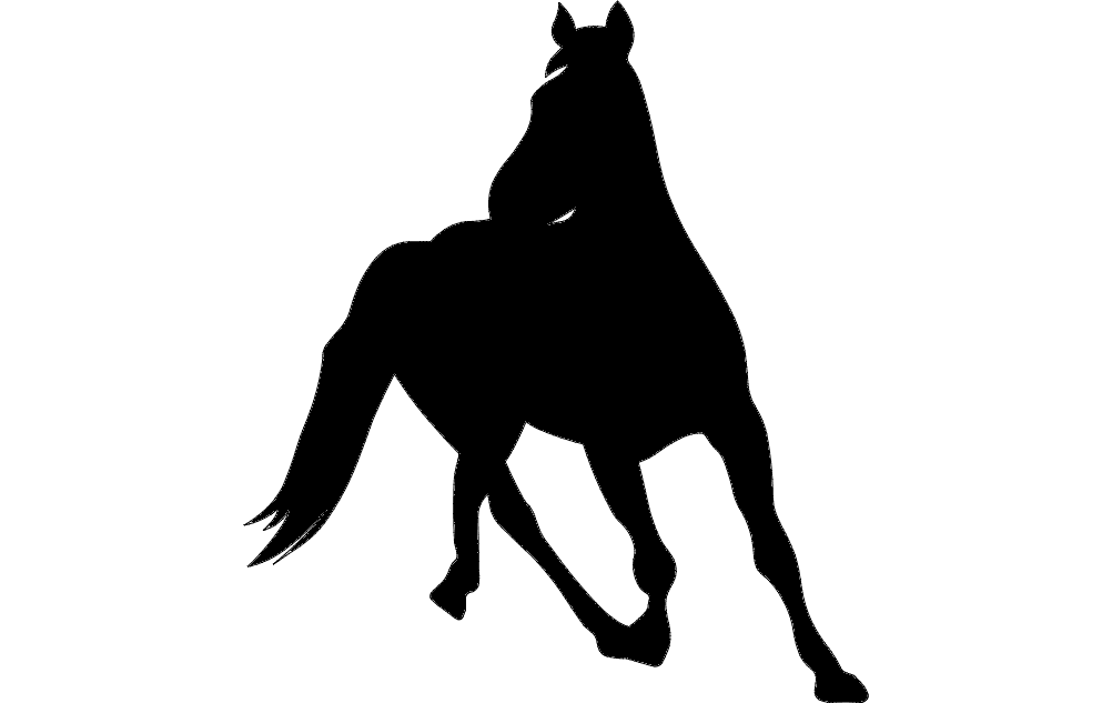 Elegant Running Horse Silhouette Vector File for CNC DXF