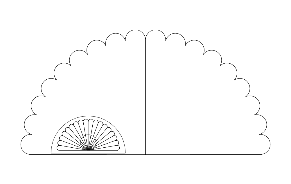 Elegant Scalloped Hand Fan Vector Design for Laser Cutting DXF