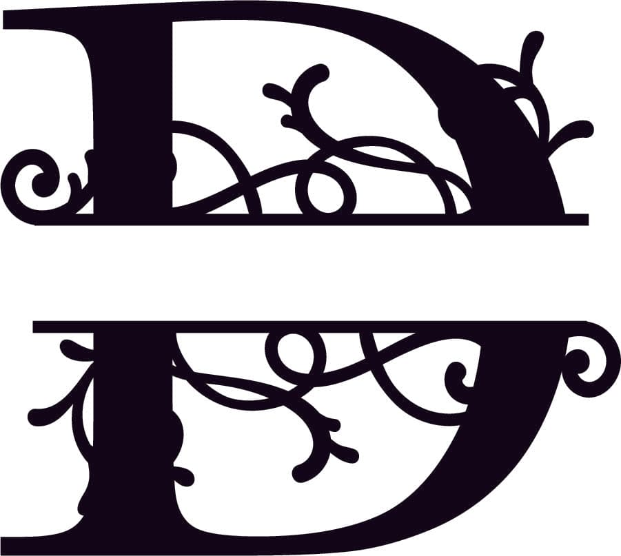 Elegant Split Letter D Monogram Vector for Laser Cutting