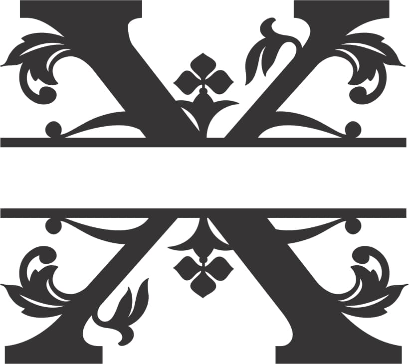 Elegant Split Letter X Monogram Vector for Laser Cutting