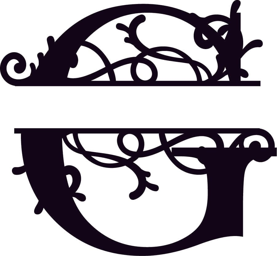 Elegant Split Monogram Letter G Vector File for Laser Cutting