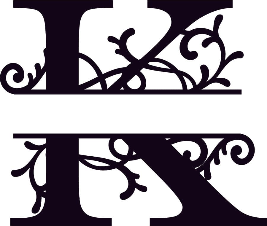 Elegant Split Monogram Letter K Vector for Laser Cutting