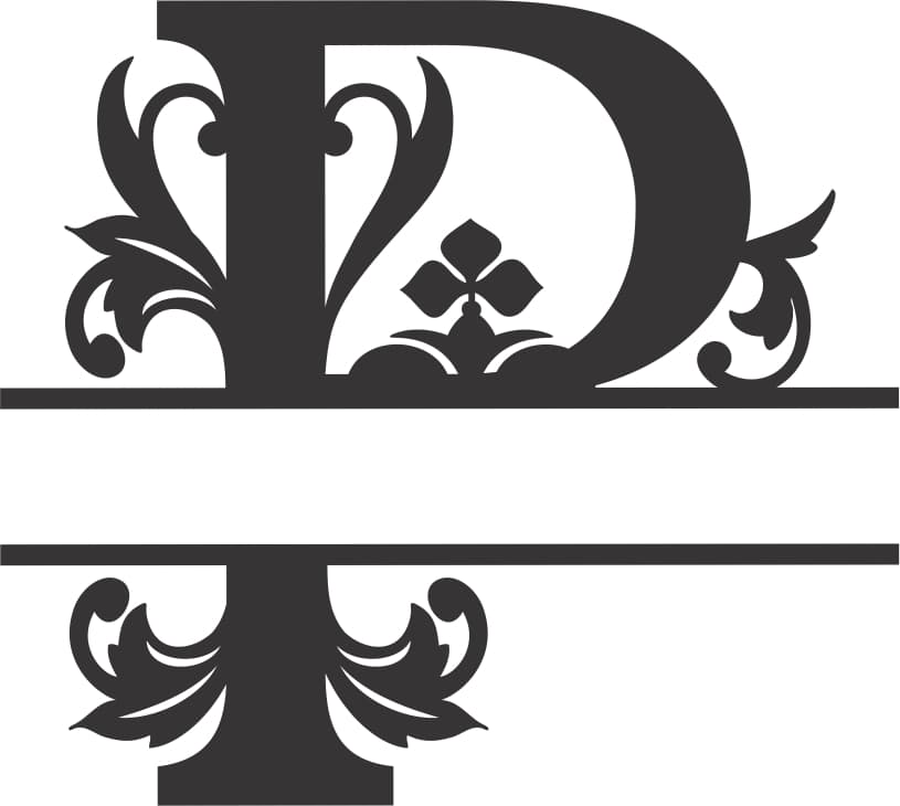 Elegant Split Monogram Letter P Vector DXF File